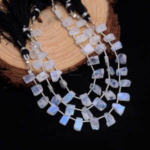 Premium Quality Rainbow Moonstone <b>Beads</b> 6 Inch Smooth Slice Shape 8X10 MM Gemstone Strand for Jewelry Bracelet Making - Product Image 2