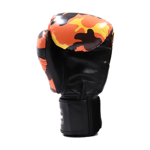 Gants noirs imprimés en cuir à lacets respirants pour adultes, entraînement et sparring professionnels, avec logo personnalisé - Product Image 2