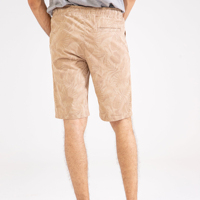 Shorts d'été décontractés pour hommes en coton imprimé floral beige avec cordon de serrage et taille élastique