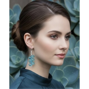 Pendientes Elegantes de Topacio Azul, Plata de Ley 925, Joyería Bohemia Hecha a Mano con Topacio Azul para Fiestas, Venta Directa al por Mayor - Product Image 2