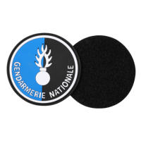Patch en caoutchouc 3D gaufré Gendarmerie Nationale, cercle, à coller, bleu, noir, blanc