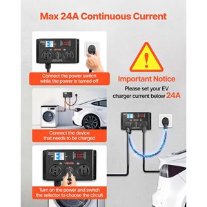Interruttore Manuale per Ricarica EV NEMA 14-30P 14-30R 14-50R 24A Max 240V, Sdoppiatore di Alimentazione con Interruttore per Asciugatrice, Pronto per la Ricarica EV - Product Image 6