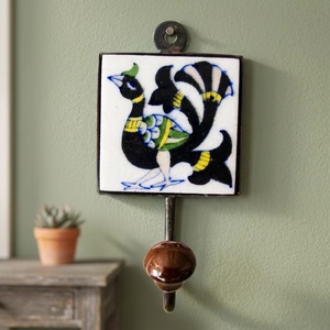 Ceramic Tile Wall Hook Flower Design Handmade Vintage Style <b>Single</b> Hook Waterproof Multifunction Self-adhesive Installation for - Product Image 5