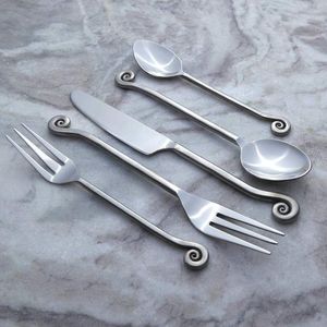 Ensemble de couverts modernes en acier inoxydable 5 pièces, finition miroir, compatible lave-vaisselle, écologique, pour mariage - Product Image 5