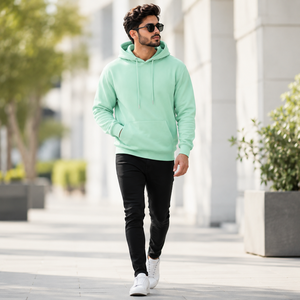 Sudadera con Capucha de Algodón y Poliéster, Sudadera Gruesa de Felpa de Algodón, Sudadera con Capucha Personalizada con Estampado, Sudadera Gruesa de Color Sólido para Hombre - Product Image 1