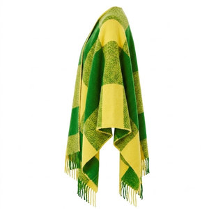 Chi Eta Phi Sorority Cárdigan tipo capa verde y amarillo para mujer, cárdigan informal a rayas con frente abierto, capa tipo chal para uso diario, Square Scaf - Product Image 6