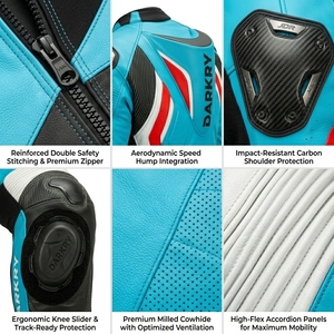Traje de Cuero Personalizado para Motociclismo al por Mayor, Equipo de Motociclismo OEM, Ropa de Pista de Cuero Perforado, Proveedor B2B - Product Image 6