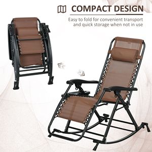 Ensemble de chaises à bascule personnalisées avec logo, pliables, inclinables, zéro gravité, avec coussin, porte-gobelet et porte-téléphone, marron, pour les voyages - Product Image 4