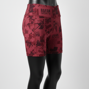 Short de sport rouge imprimé en polyester et élasthanne 230 GSM, tissu extensible doux, logo personnalisé par sublimation - Product Image 4