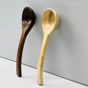 Ensemble de 5 ustensiles de cuisine en teck naturel moderne, logo gravé, cuillères en bois durables pour la cuisson et la préparation des aliments - Product Image 4