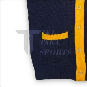 Pull en laine/nylon à col en V pour homme Tiki Taka Sports, cardigan chenille personnalisé style universitaire, patchwork décontracté pour l'hiver, dentelle pour sororités - Product Image 6