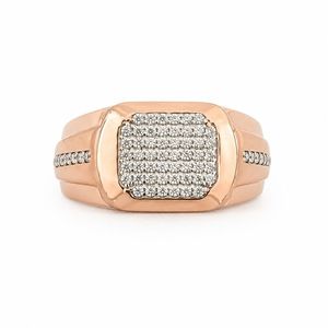 Solid 18K Gold Mens Diamond Cluster Signet <b>Ring</b> <b>Cushion</b> Shape Micro Pave High Polish Classic Bold <b>Wedding</b> Party Daily Wear Gift - Product Image 1