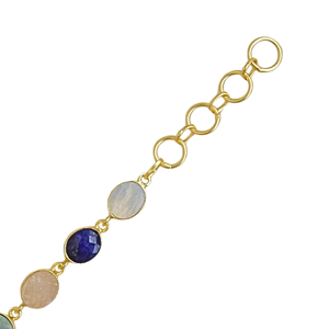 Laxmi Jewellers Gold Plated Bohemian Geometric Chain Bracelet Multi Color Natural Stones Freshwater Pearl Bezel <b>Set</b> Classic - Product Image 4