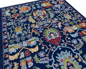 Alfombra Tradicional Tejida a Mano de Lana, Multicolor, con Diseño Floral Tribal, Decoración para el Hogar de Inspiración Escandinava |   Alfombra Anudada a Mano con Pelo Cortado - Product Image 1