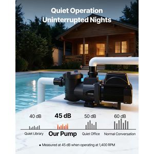 Pompa per Piscina a Velocità Variabile da 1.5 HP, AC 220-240V, 132 GPM, Potente Autoadescante per Filtri a Cesto per Piscine Interrate/Sopra Terra - Product Image 6