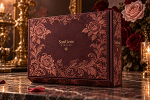 Boîte de découverte de parfum personnalisée en velours rose, style livre à charnières - Product Image 5