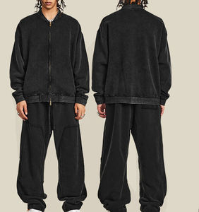 Acid Wash Print Streetwear Sweatshirts Embroidered Boxy Fit Loose Winter Tracksuit. - Product Image 1