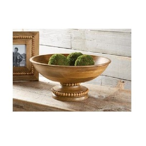 Bol en bois sculpté sur pied, fait main, design classique surélevé, écologique, plat de service décoratif pour fruits, friandises et aliments secs - Product Image 1