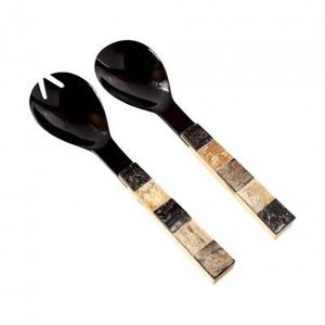 Handmade Collection Resin Salad Server <b>Set</b> Eco-Friendly Food-Grade Spoon Fork Marble Texture Lightweight Customized Dishwasher - Product Image 2