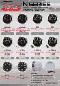 มาตรวัดระดับน้ำมันเชื้อเพลิงแบบแอนะล็อก52มม. หน้าปัดแบล็คไลท์ LED สีขาว240-33โอห์ม CANbus J1939ฟังก์ชั่นเตือน12V LED สีขาว - Product Image 6