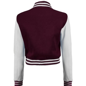 Chaqueta Varsity de Mujer, Informal, Holgada, con Estampado de Letras, de Alta Calidad, con Logotipo Personalizado al por Mayor, de Invierno, con Exterior de Cuero Genuino - Product Image 4
