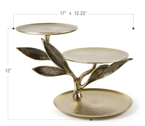 ชั้นวางเค้กอะลูมิเนียม 3 ชั้น ลายใบไม้สวยงาม สีทองอ่อน ทนความร้อน ไม่ติดกระทะ เป็นมิตรกับสิ่งแวดล้อม - Product Image 2