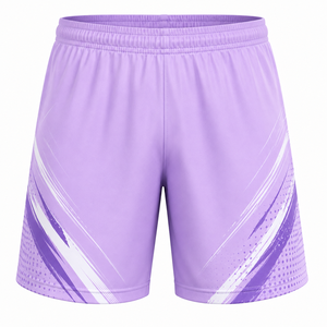 Ensemble maillot et short de football géométrique violet pour homme, col en V, manches courtes, anti-humidité, toutes saisons, imprimé par sublimation - Product Image 3