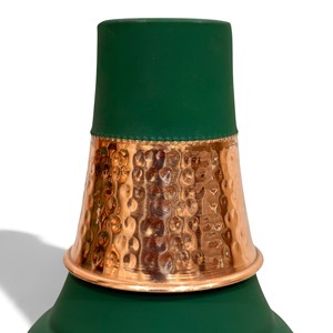 Pot en cuivre martelé émeraude avec couvercle en verre de la marque Indian exports international Cuivre pur certifié - Product Image 4