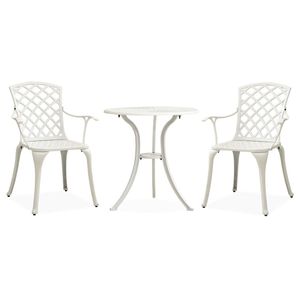 Set Bistrot Ergonomico in Alluminio Bianco, Arredamento da Esterno Compatto - Product Image 1