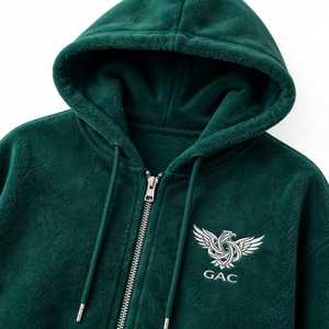 Conjunto de Moletom Verde com Zíper e Calça de Moletom de Perna Larga para Mulheres, Agasalho <span class=keywords><strong>Casual</strong></span> de Duas Peças com Capuz e Cordão, Estilo Moderno - Product Image 4