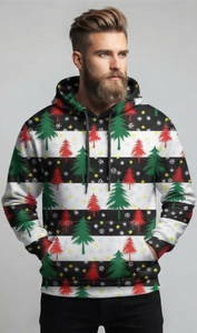 350 GSM Men's 3D Printed Snowflake Pattern Oversized Hoodies 100% Polyester Autumn Winter Casual Long Sleeve Christmas Theme - Product Image 3