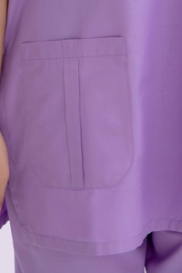 EVERGLOW Conjunto de Uniforme Médico Negro para Mujer, Cuello en V, Cierre Frontal, Pantalones, Ropa de Hospital, Poliéster Tejido, Sin Costuras, con Detección de Agujas - Product Image 6