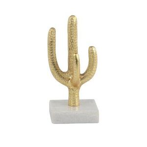 Best Seller Gold Cactus Sculpture Marble Base Decorative Accent For Luxury Home Office Decor - Product Image 1