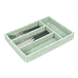 Plateau organisateur de couverts, conteneur de rangement pour ustensiles, accessoire de restaurant, plateau à couverts en rotin - Product Image 4