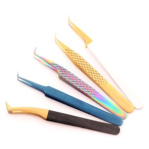 Pince à épiler en acier inoxydable en forme de L de haute précision Points ultra pointus pour les cils minces Poignée lisse - Product Image 4