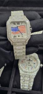 Montre d'affaires de luxe en acier inoxydable, édition limitée, avec cadran en cristal saphir et diamants Moissanite blancs VVS1, boîtier plein - Product Image 2