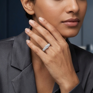 Bague de fiançailles, d'anniversaire et de mariage de luxe pour femme de la marque DIFF, avec diamant de laboratoire classique taille brillant, plaqué platine PT950, certifié IGI - Product Image 2
