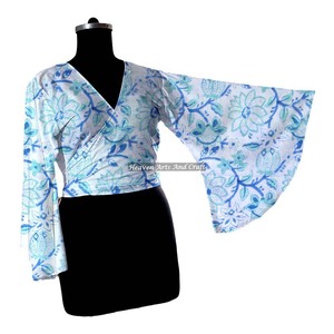 Blusas Adorables para Mujer 2026, Blusa Cruzada con Lazo, Ropa Casual de Verano, Blusa de Algodón, Personalizable OEM - Product Image 3