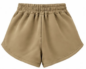 กางเกงขาสั้นผ้าโพลีเอสเตอร์ถักสีกากีสำหรับผู้หญิงจาก Index Apparel พร้อมเอวยางยืดและกระเป๋า สไตล์ลำลองสปอร์ต - Product Image 2