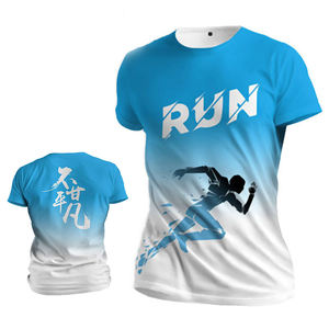 เสื้อยืดกราฟิกนักวิ่งสีสันสดใสสำหรับผู้ชาย เสื้อกีฬาวิ่งมาราธอน เสื้อซับลิเมชั่น 3 มิติ ระบายอากาศได้ดี แห้งเร็ว เสื้อออกกำลังกาย - Product Image 4