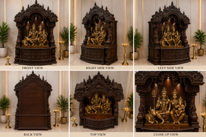 Shiv Parivar Teak Wood Home Temple Hand-Carved Wooden Pooja <b>Mandir</b> for Prayer Room South Indian Style Solid Wood Puja Ghar Uk - Product Image 6