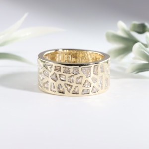 Anillo de Eternidad Geométrico de Diamantes Cultivados en Laboratorio Elite Gold, Anillo de Boda Clásico con Múltiples Piedras, Anillo Ancho Tipo Cigarro, Joyería Fina para Fiesta de Compromiso - Product Image 1