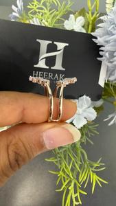 Luxury IGI Certified Rose Gold Double Band Hexagon Cut Diamond Wedding Engagement Ring Set Marquise Baguette Accent Lab Grown - Product Image 2
