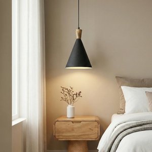 Lampe suspendue géométrique moderne en forme de cône noir en métal, design du milieu du siècle, pour salon, décoration intérieure - Product Image 5
