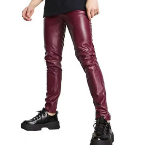Pantalon en cuir léger et décontracté, coupe mi-taille, avec design boutonné et poches, style streetwear, idéal pour la moto et les acheteurs en gros - Product Image 1