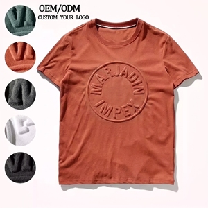 เสื้อยืดคอตตอนสตรีทแวร์ทรงโอเวอร์ไซส์ ไหล่ตก พิมพ์ลายคุณภาพสูงแบบนูน สำหรับผู้ชาย - Product Image 1