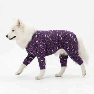 Purple <b>Printed</b> Dog Onesie With Stars Moon Clouds Pattern Knit Comfortable All Seasons Pet <b>Clothes</b> - Product Image 2