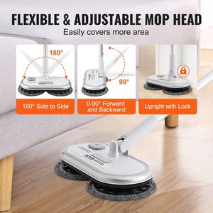 Mocio elettrico Cordless da 70 minuti potente batteria doppia testine Mop 4 pastiglie in microfibra 2 tappetini Scrubber da pavimento per - Product Image 4