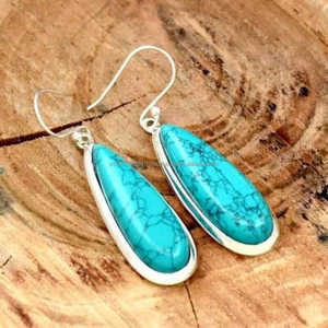 Pendientes de Plata de Ley 925, pendientes de piedra natal de diciembre, pendientes en forma de pera, Pendientes colgantes - Product Image 1