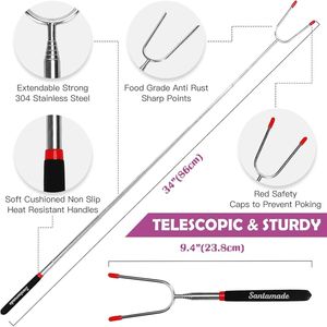 Set di 5 Bastoncini Telescopici Lunghi per Arrostire Marshmallow, per Griglia da Falò e Braciere, per Hot Dog e S'mores, Griglie da Campeggio Resistenti - Product Image 2